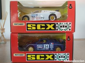 Scalextric: Lote de dos Bugatti EB 110 con luces y tracción total de Scalextric Matchbox del año 1993